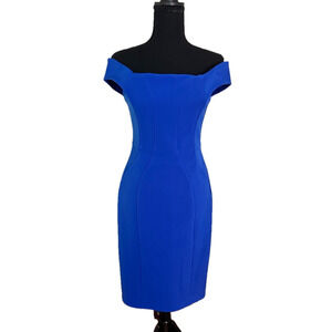 NICHOLAS BLUE SHEATH OFF THE SHOULDER SLEEVELESS DRESS